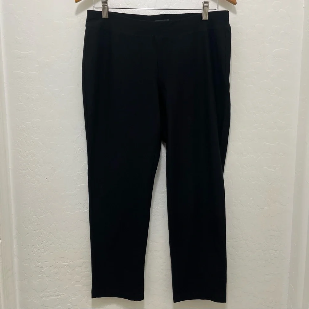 Eileen Fisher Black Washable Stretch Crepe Pants Sz M Minimalist